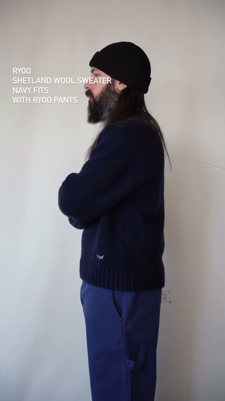 Shetland wool sweater (navy) L size fits Wool trouser L size Painter pants…