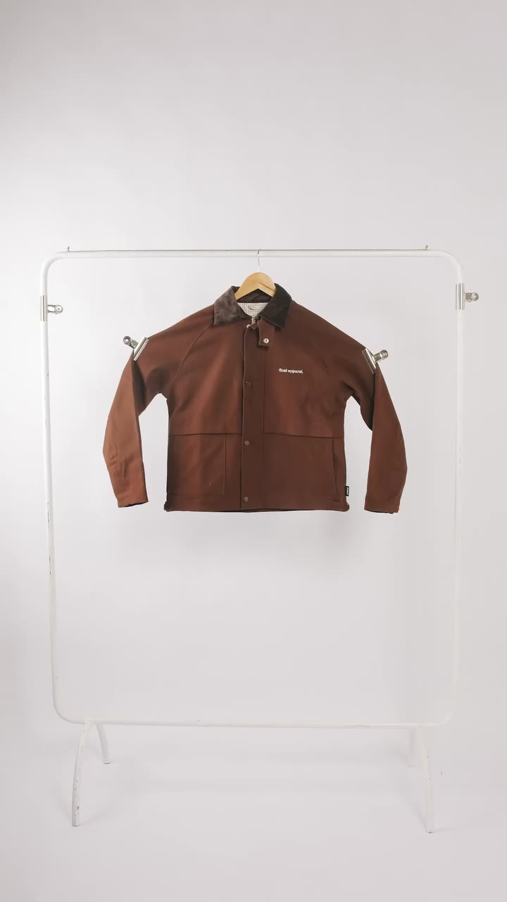 Our Frontier Jacket – Unisex Utility Zip Jacket in classic chocolate brown…