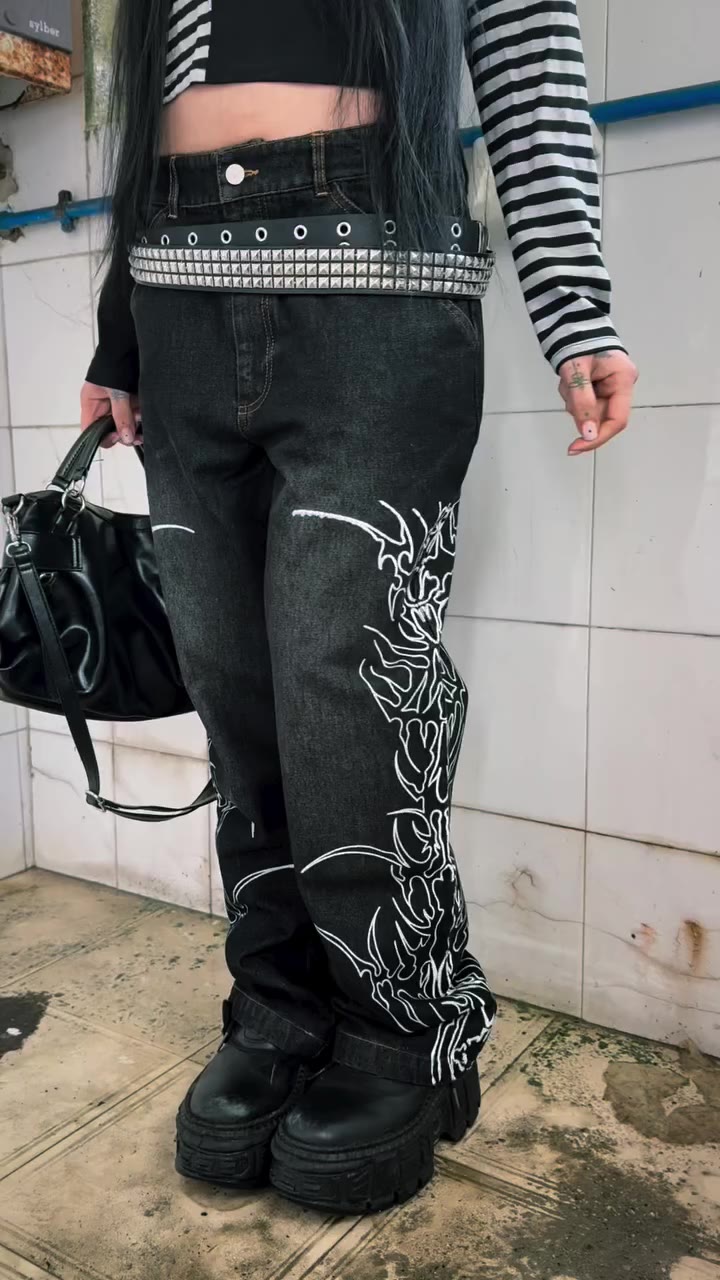 Blame Black Graphic Baggy Jeans // I’m N0t 0kay Collection • • • #baggypants…