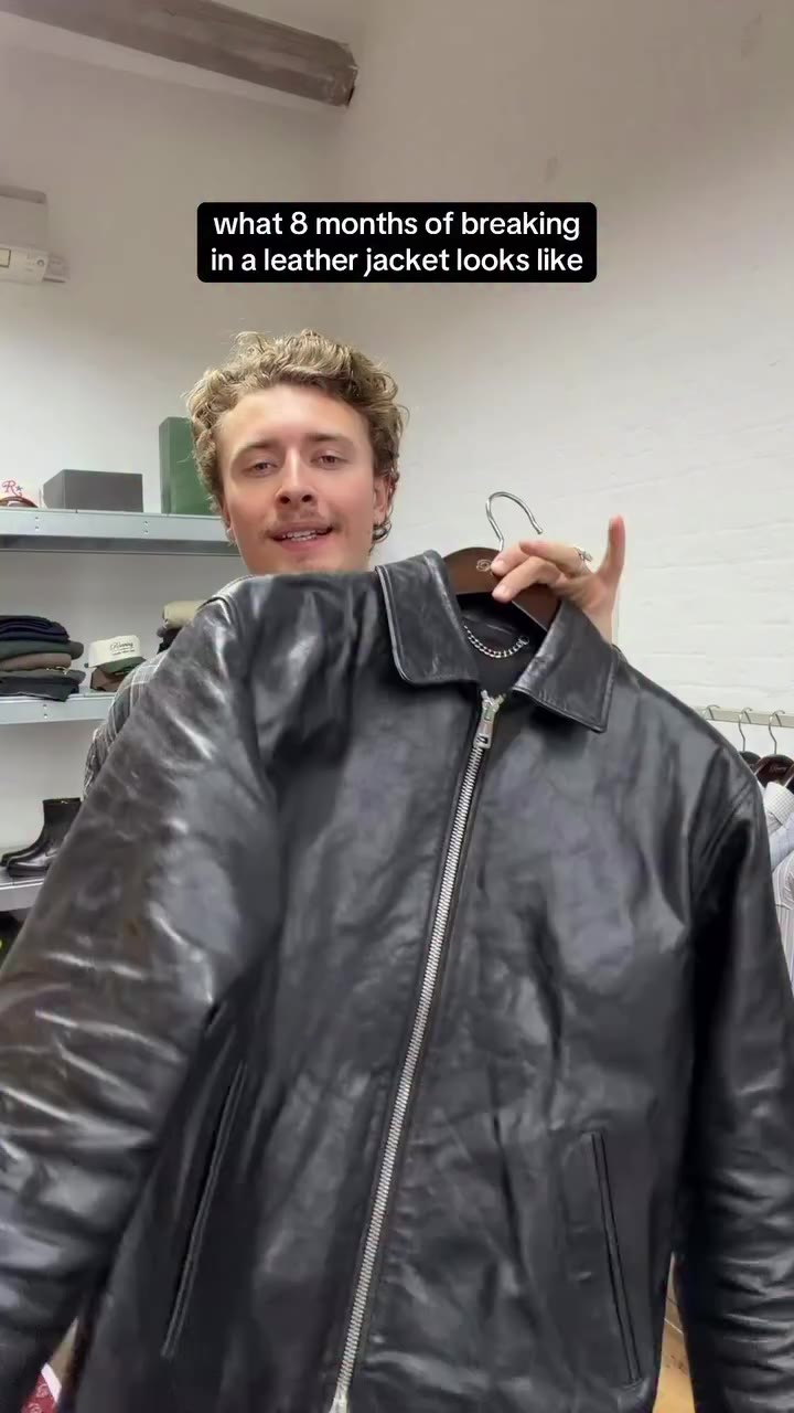Comparing our brand new leather jacket to one I’ve personally been wearing for…