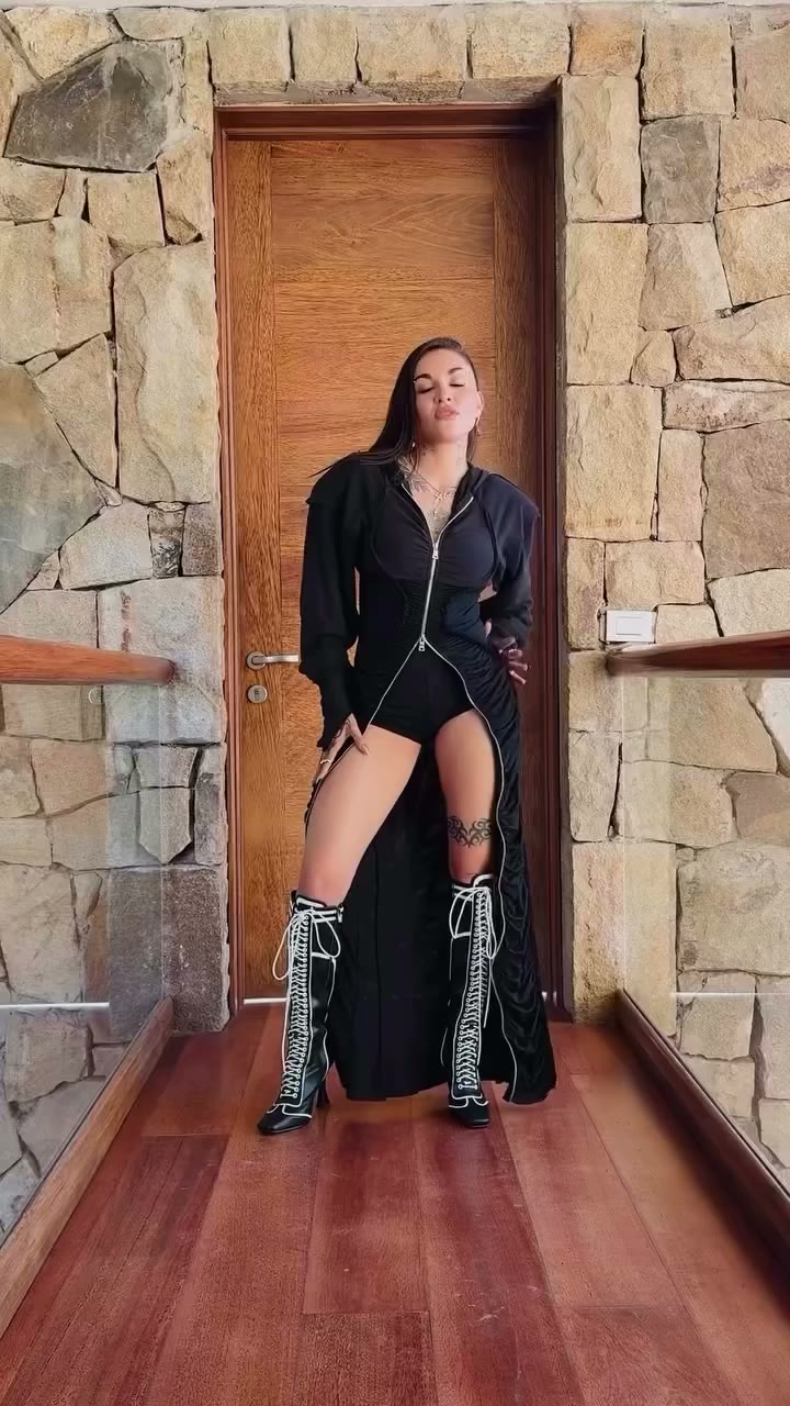 @mariabecerra muy caliente 🥵 in our Open Seam Mesh Hoodie Maxi Dress in…