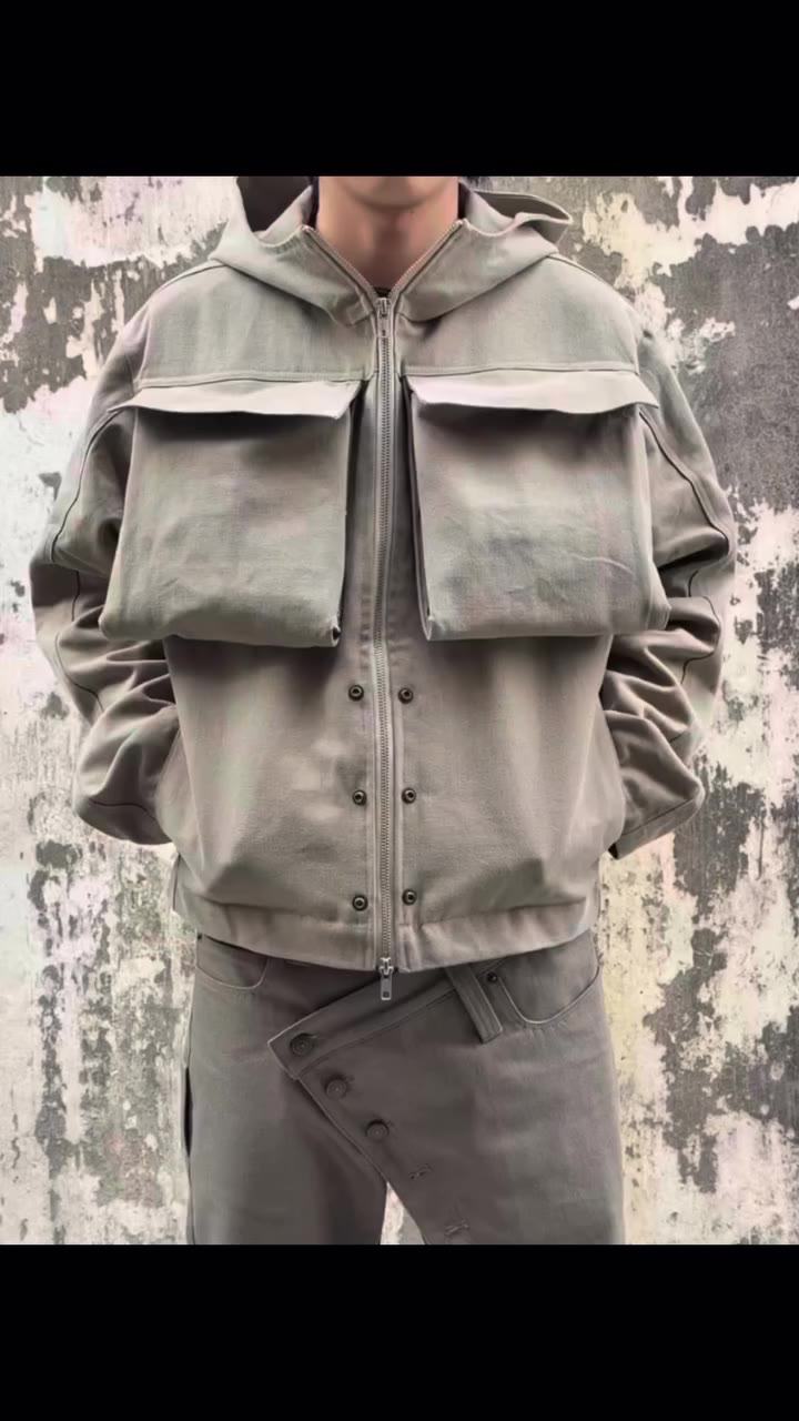 Hidden Fold Printed Multi-pocket Jacket In Our Website Korea…