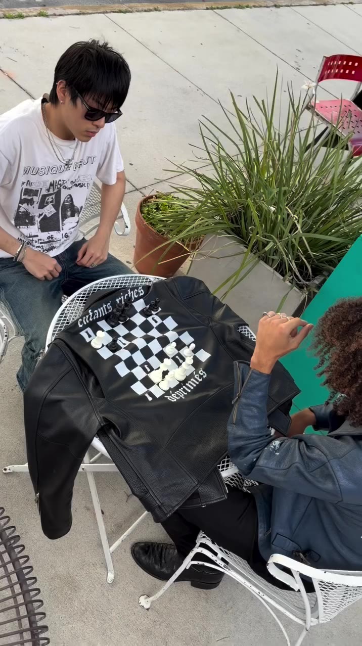 ERD dual purpose leather chessboard jacket. •…