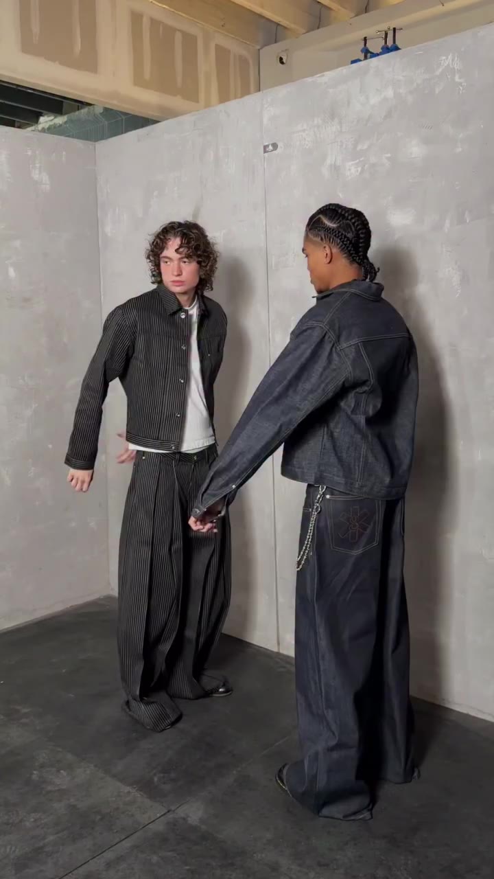 BAGGY SELVEDGE DENIM SETS AVAILABLE THIS FRIDAY. - PLEATED PINSTRIPE SELVEDGE…
