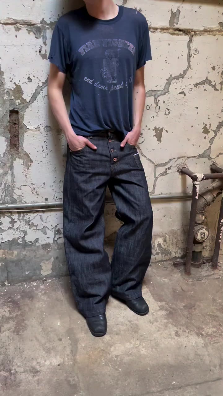 BAGGY RAW JAPANESE SELVEDGE DENIM RESTOCK THIS FRIDAY AT 12PM EST. MODEL IS…