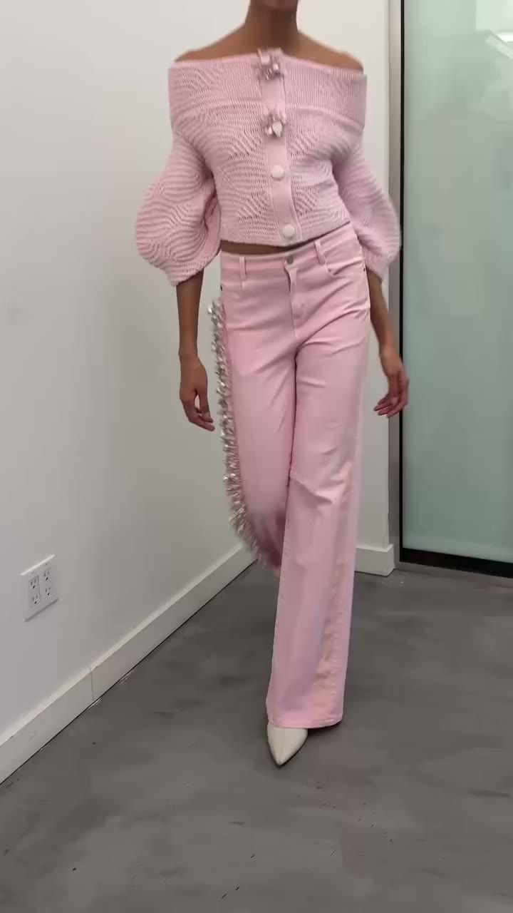 Soft hues of pink, meets eclectic embroidery. The Lenon Sweater & Tay Jean