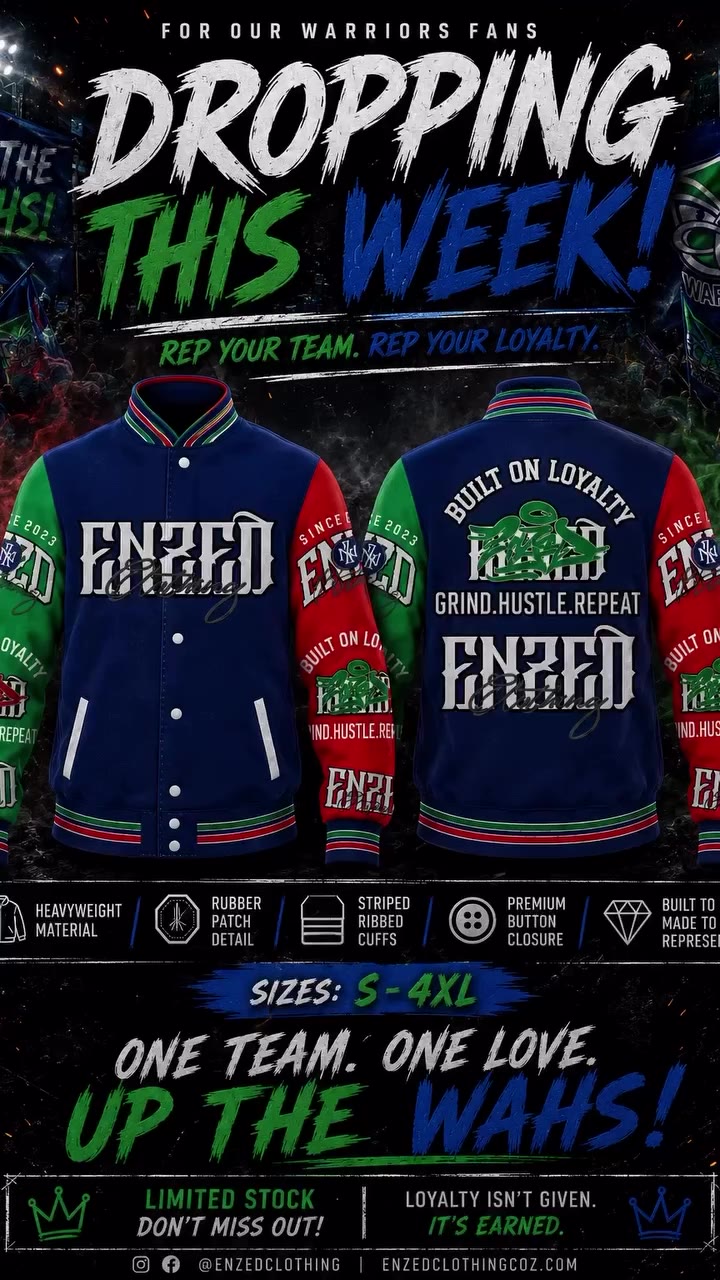 🚨💙💚❤️ UP THE WAHS BOMBER JACKET – DROPPING THIS WEEK! ❤️💚💙🚨 Warriors…