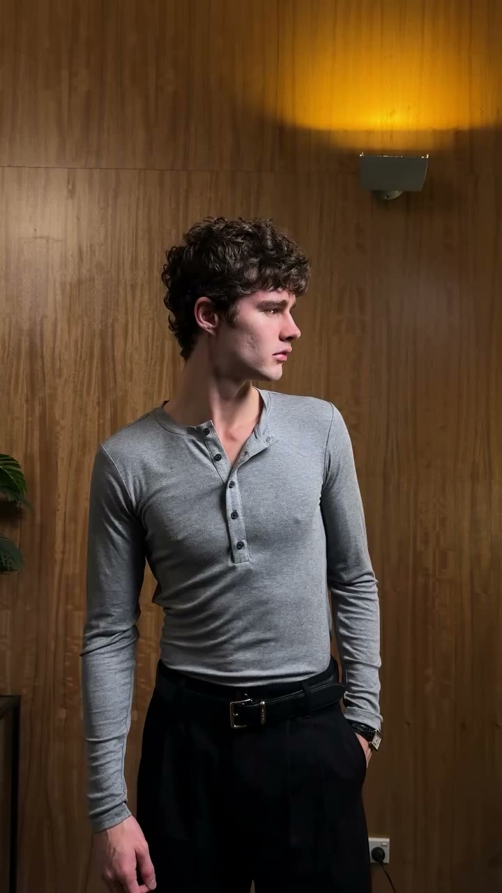 Our Grey Henley paired with our Black Pleated Pants. A true sense of elegance…