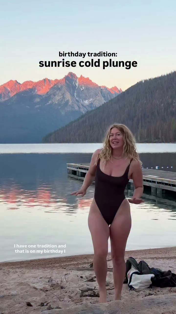 birthday tradition sunrise cold plunge 💖 #idaho #sawtoothmountains