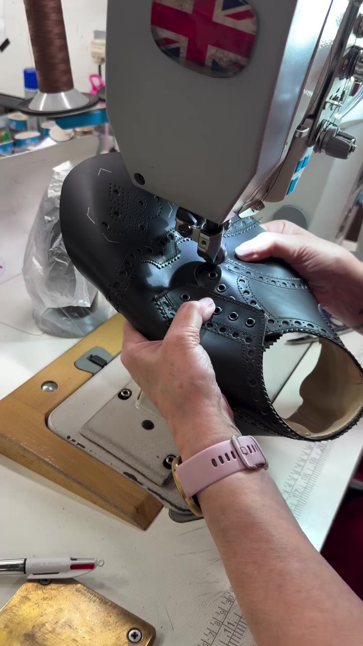 A proper English brogue being handmade in the Grenson factory …