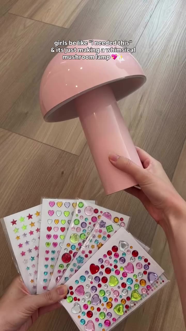 brb adding whimsy to all of our lamps 💖✨ #whimsy #diycrafts #mushroomlamp…