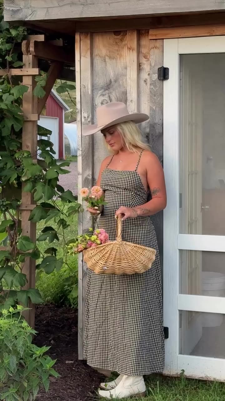 gingham never looked so good 🧺🌸 homestead gingham maxi now in wheat, and…