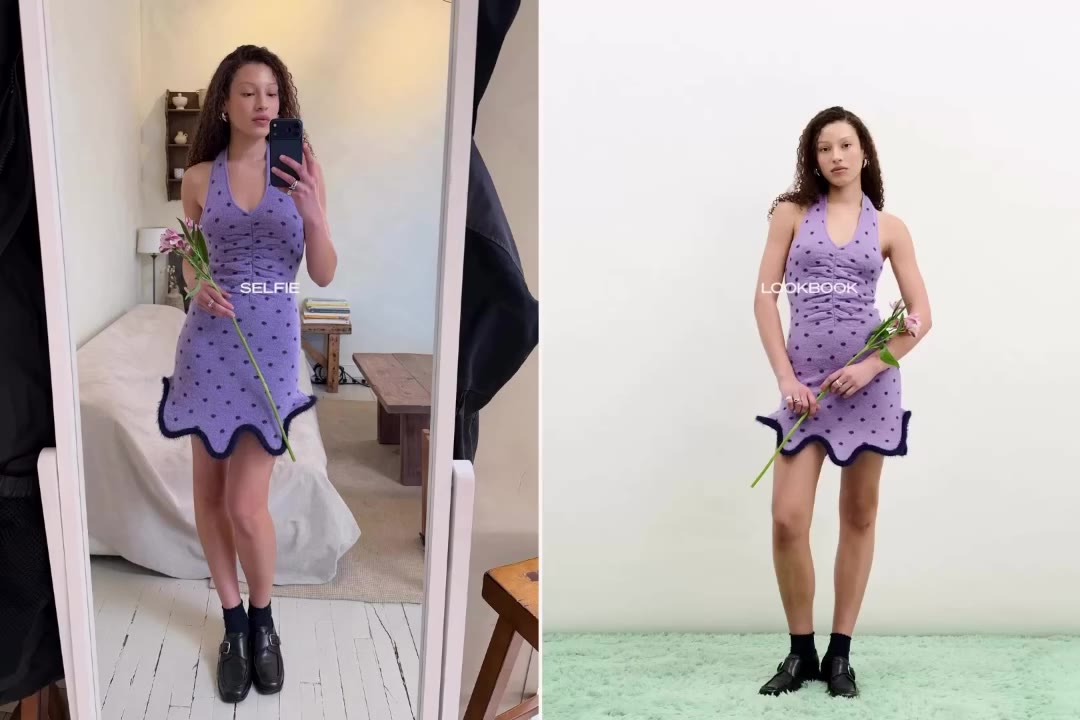 Selfie or lookbook. Still that dress.