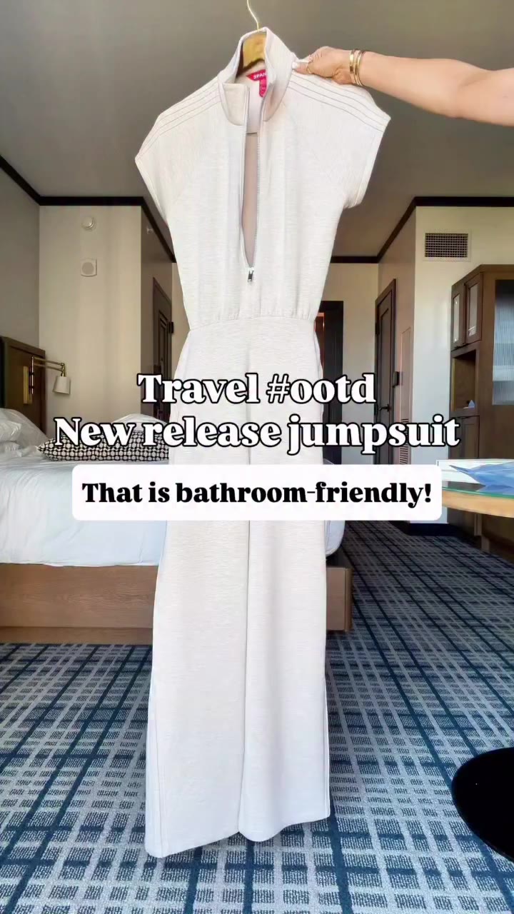 Comment TRAVEL below to shop these new bathroom-friendly jumpsuits (my travel…