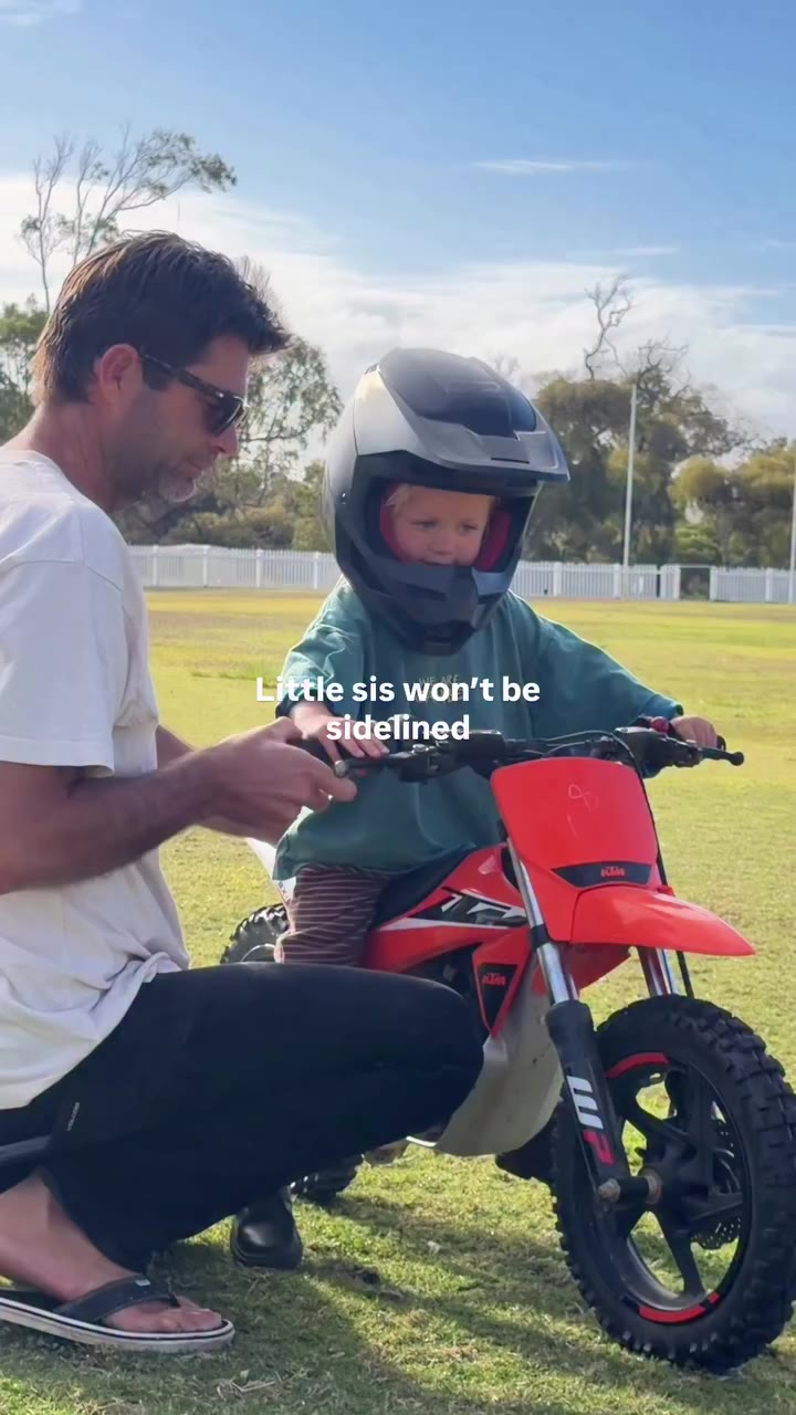Turned 3 and traded nappies for big bro’s KTM