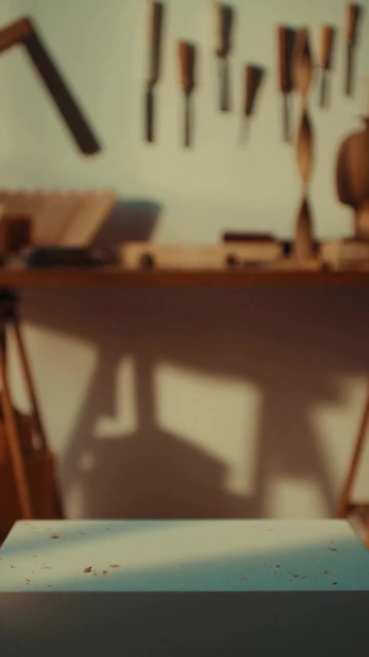 THE SENSORIAL WARMTH OF CREATION Six cedar totems stand in the atelier…