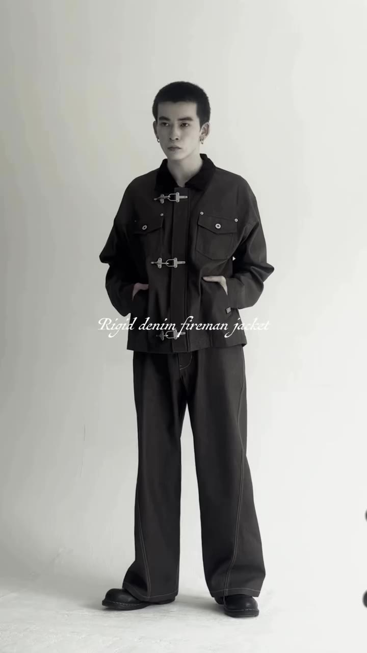 ：2026 AW collection ༄.° ✶ 【Rigid denim fireman jacket】 COLOR：Black / Brown /…
