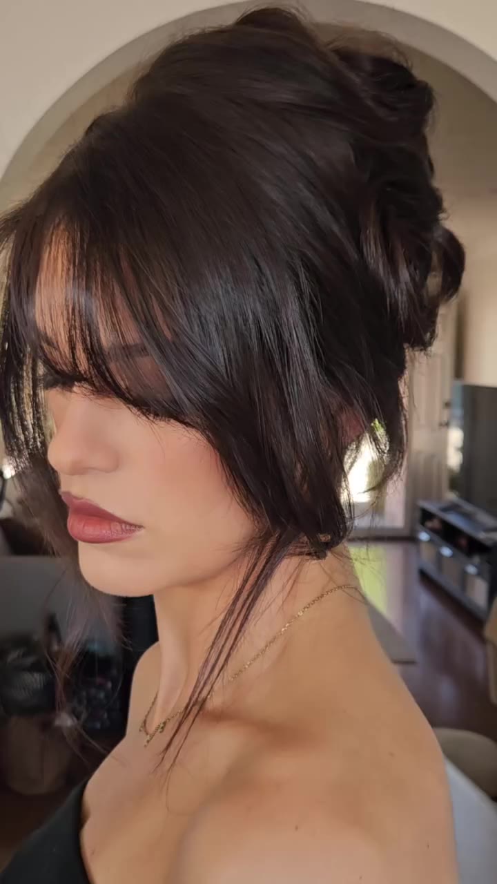 Love this look on @abbey_coless ✨️❤️ undone textured updo and a rich lip 💋…