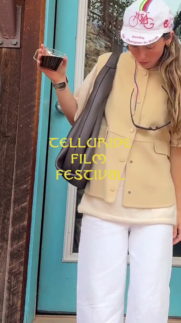 An outfit for Telluride Film Fest 🍂🎥🌱☕️🎞️🏔️🍿 vest @sezane bag…