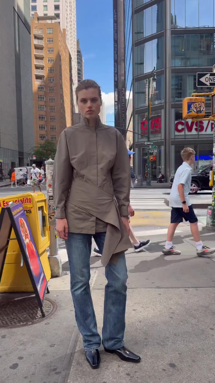 Our Franka Dress in Ash on the streets of NYC.