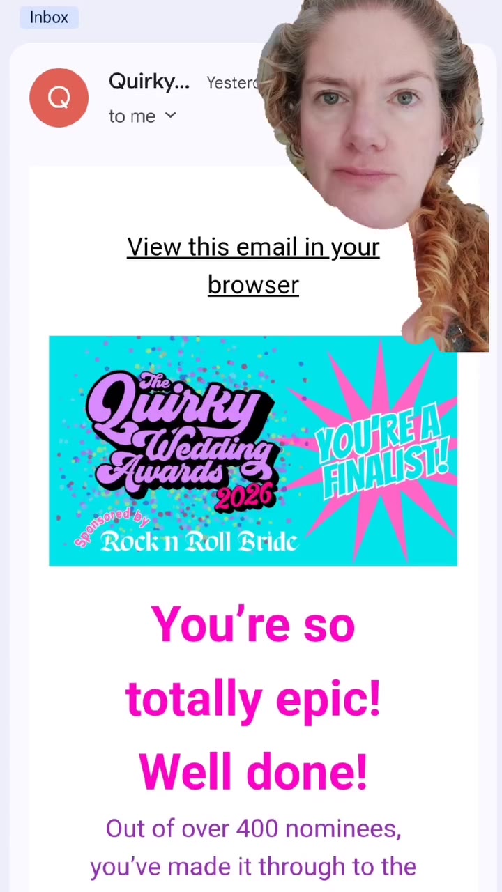 My annual reaction to hearing I'm a @quirky.weddings Awards finalist... and…