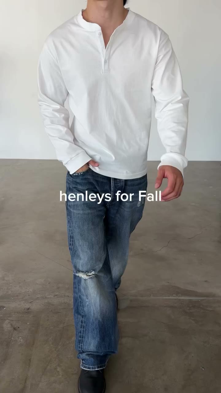Henley Long Sleeve Tees dropping tomorrow available in Black and White link in…