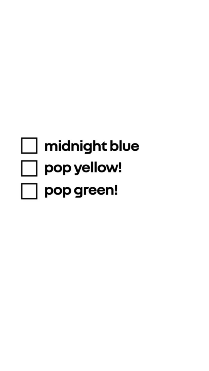 jaune pop !, bleu nocturne, noir étoilé, vert pop ! … et maintenant rouge…