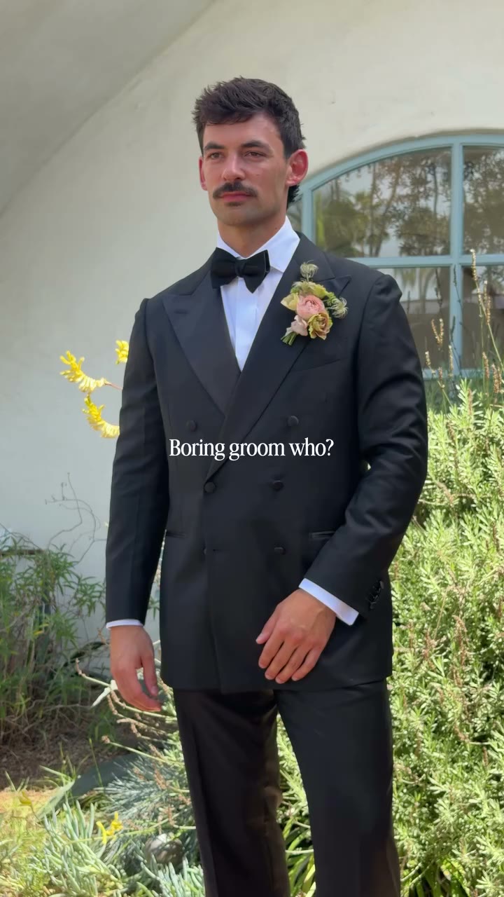 More double breasted groom’s jackets & fun boutonnières in 2027!! Venue…