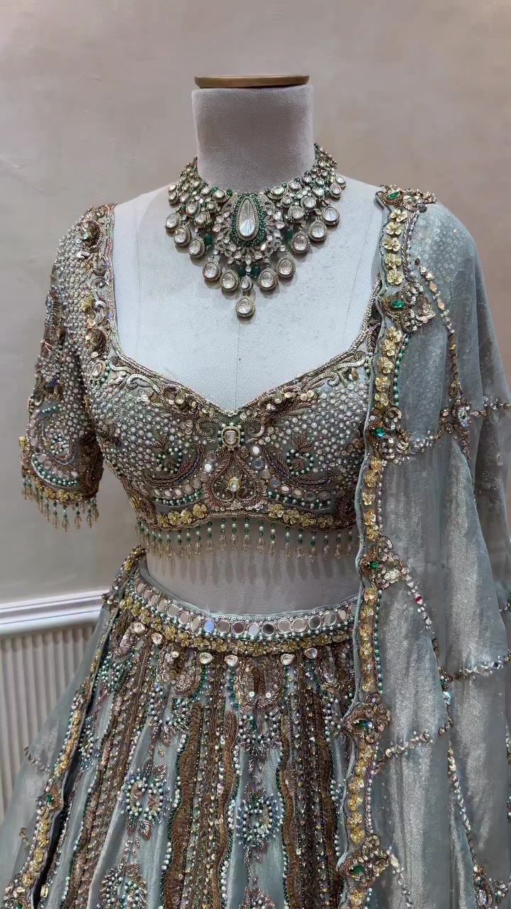 A pastel blue that is brought out by the beadwork, mirror-work and much more!…