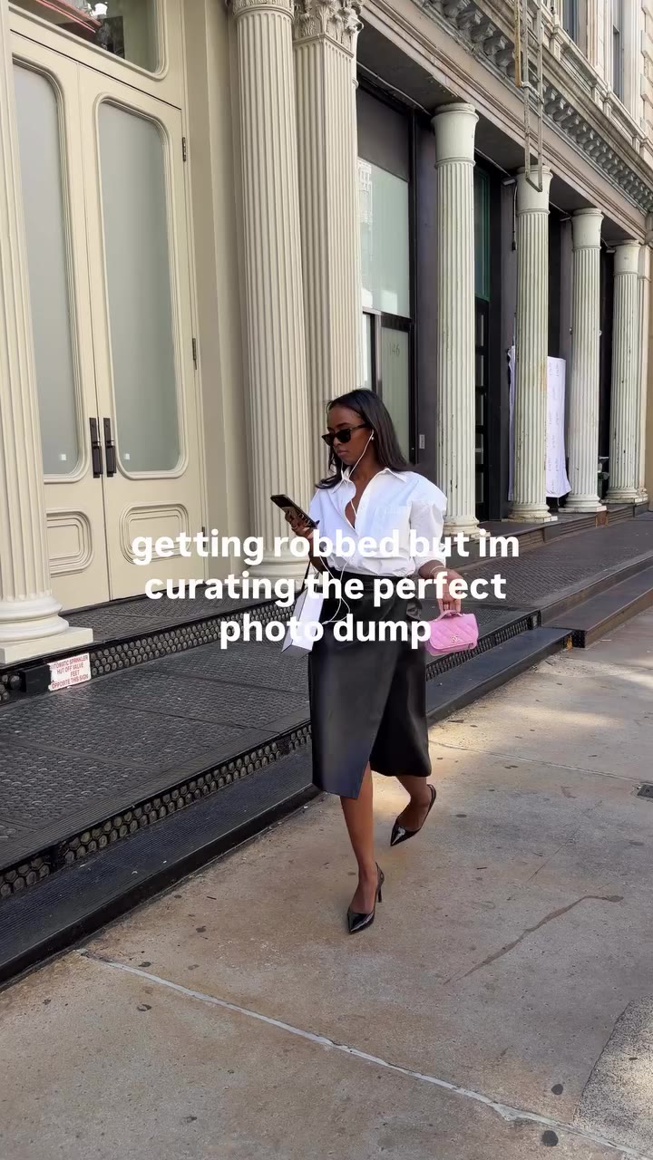 Hold on im making my fall photo dump button down: @hm studio leather skirt…