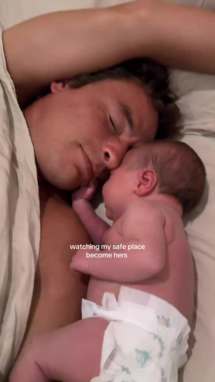the cutest snuggle bugs 🥹🤍 #daddysgirl #husband #newborn #babyfever #babygirl