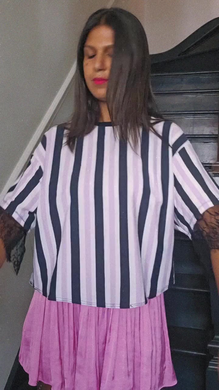 Zooming in on this Stripes & Black lace number reworked from a men's tshirt…