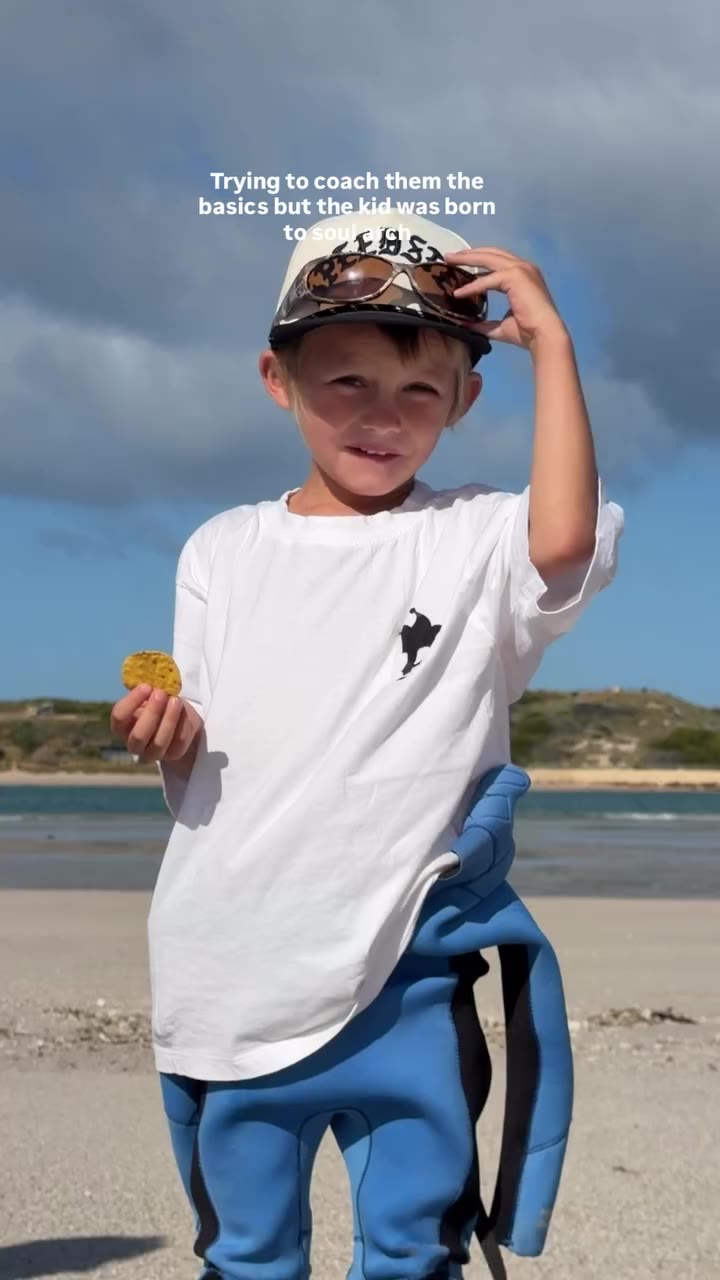 Surf lesson but our 3 yr old is a 1970s soul surfer 😂