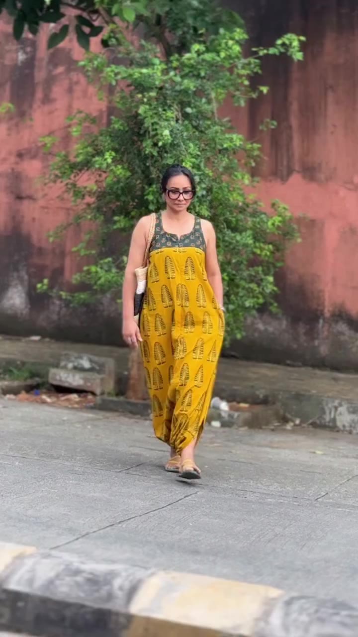 Strolling in the Mustard Anaaras Ajrakh Dhoti Jumsuit. Our most loved Dhoti…