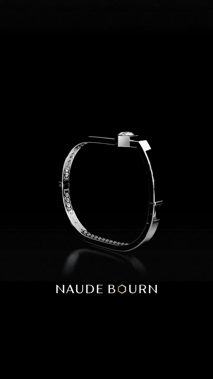 Innatus | 18k White Gold Oval Hinge Bangle | 2ct Round Solitaire Diamond |…