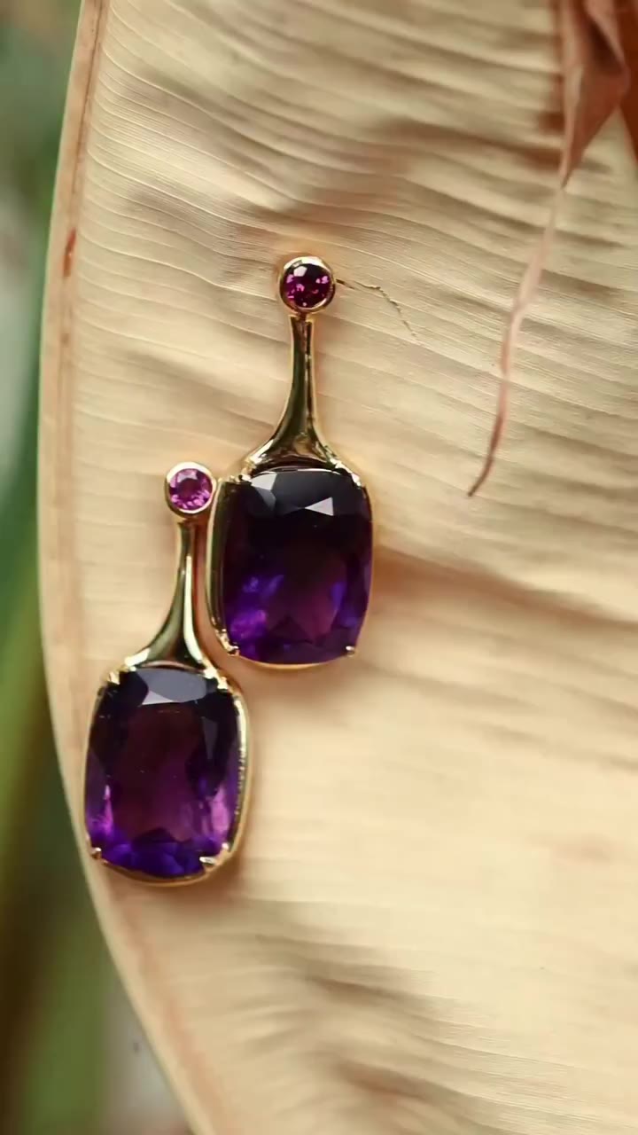 Back in stock - one piece only. Sitra Designer Earrings with Amethyst and…