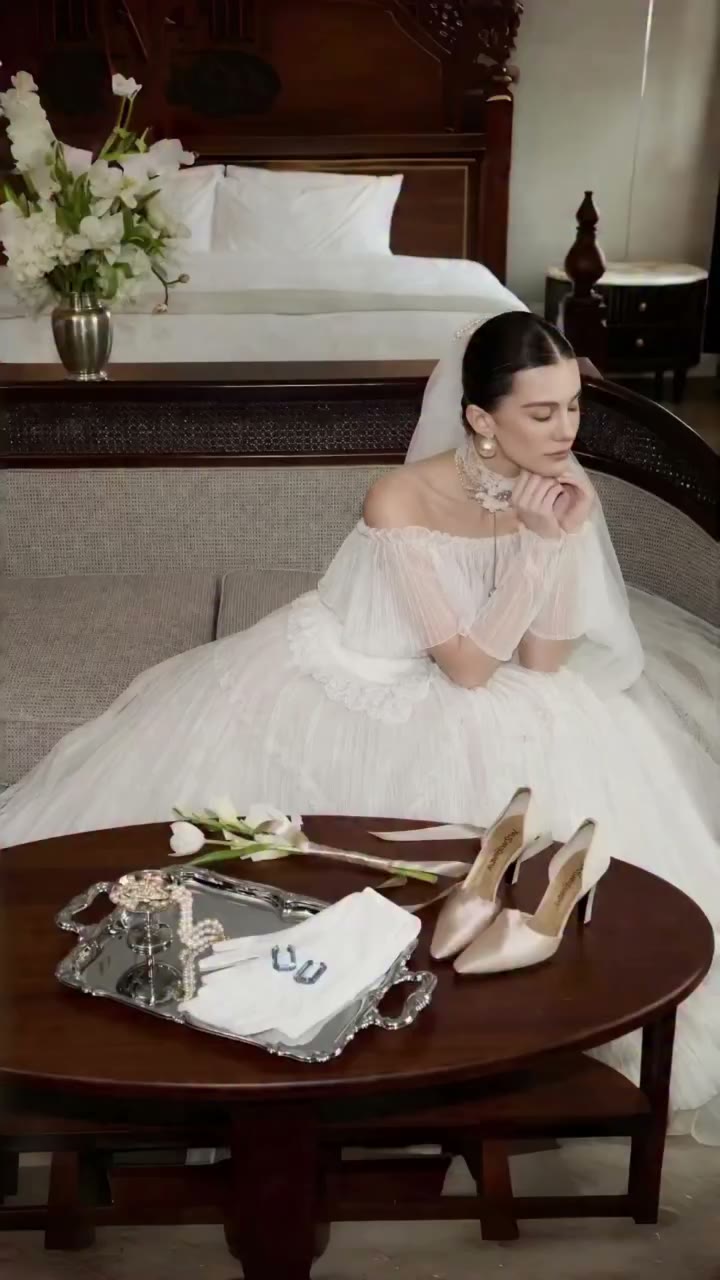Moments before forever.✨💍 Model styled in Azelie White Off-Shoulder Pleated…