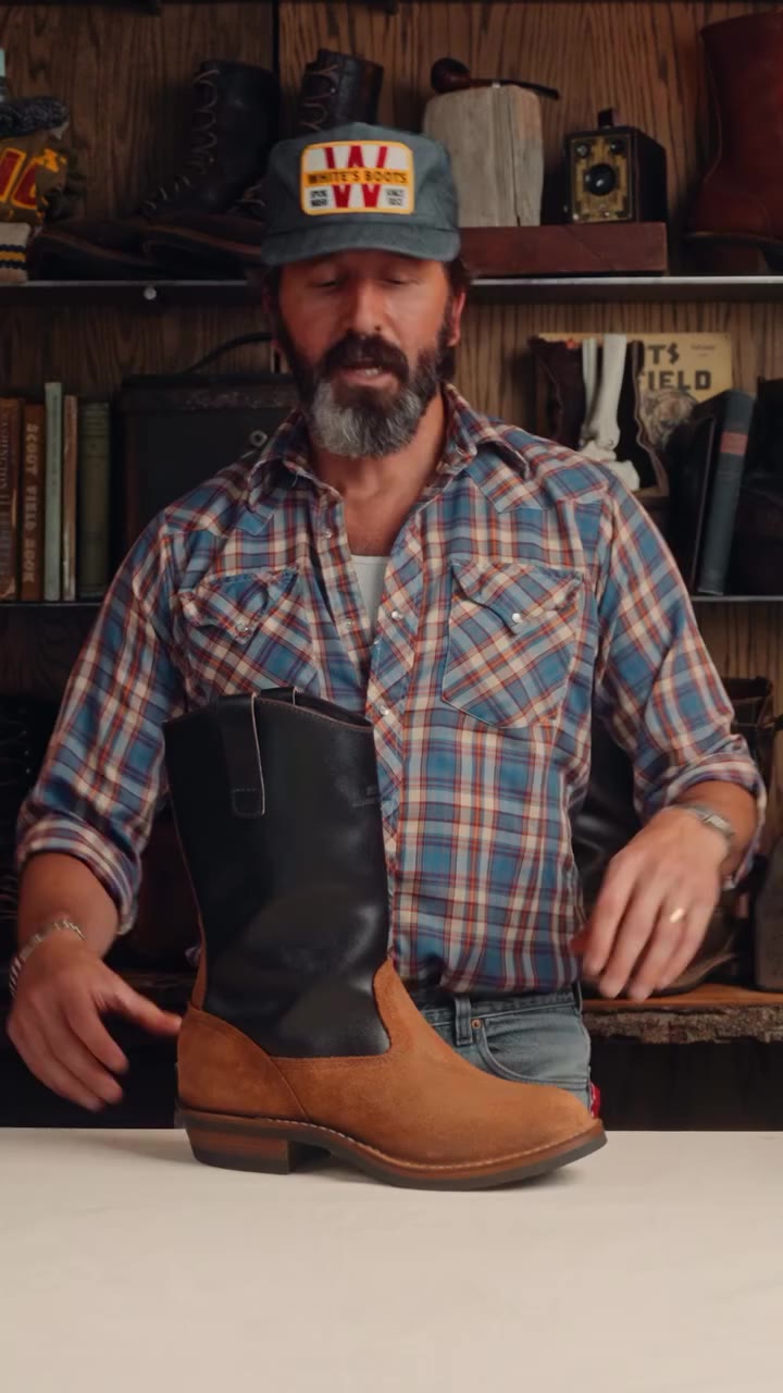 A pull-on boot, made by hand through White’s iconic Stitchdown Construction…