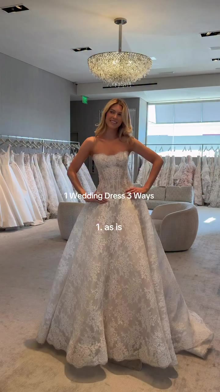 1 @moniquelhuillierbride wedding dress 3 ways! #weddingdresstryon…