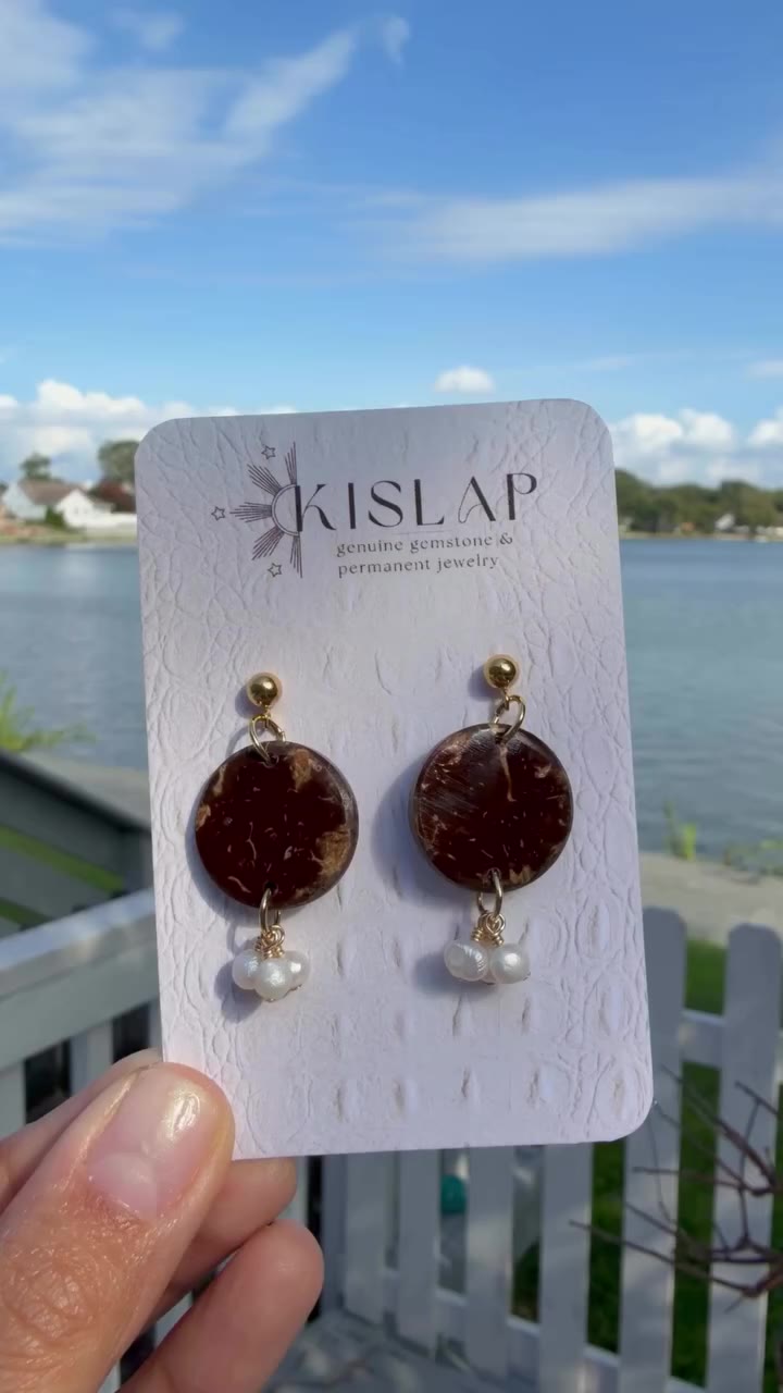 The Perfect Fall Earrings ✨🍂 Handcrafted from natural coconut shell and…