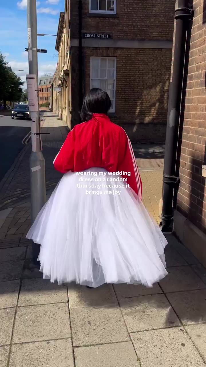 wearing my wedding dress on a random thursday because it brings me joy 👰🏽‍♀️❤️