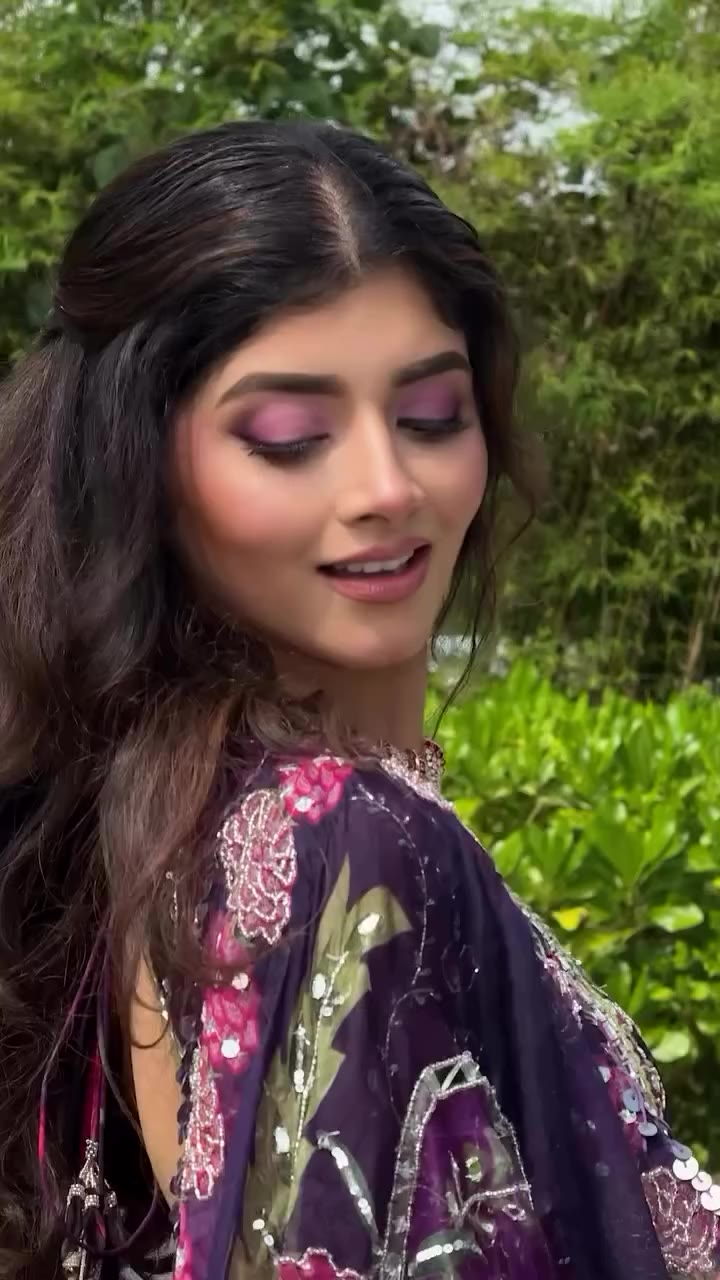 A moment in purple, draped in grace and soft glam Outfit…