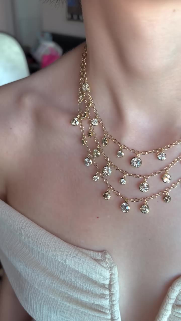 Three one-of-a-kind diamond drop necklaces, each featuring antique…