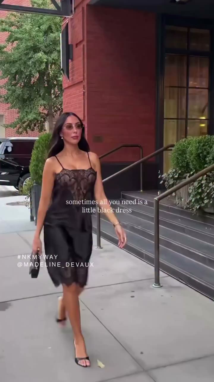 @madeline_devaux in our Bias Slip Dress with Lace #NKMYWAY
