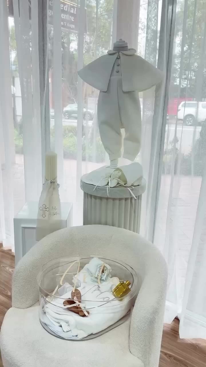 Arlo 🤍 A closer look at his custom-made christening set, thoughtfully…