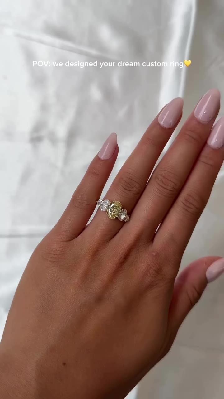 Custom-made with a light yellow center stone 💛 Approx. 2.5 CT center • 6 CTW…