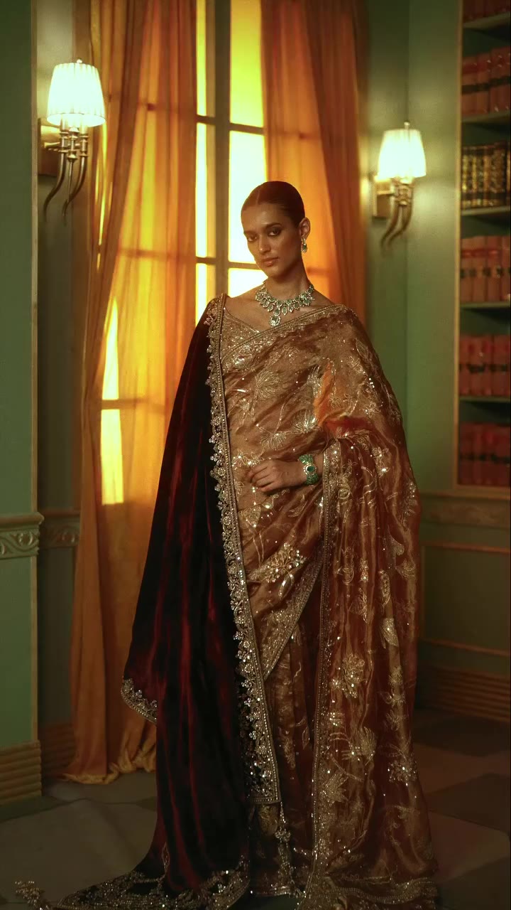 Royal Portraits | Vintage Bridal In frame : The Royal Savannah Apricot Saree…