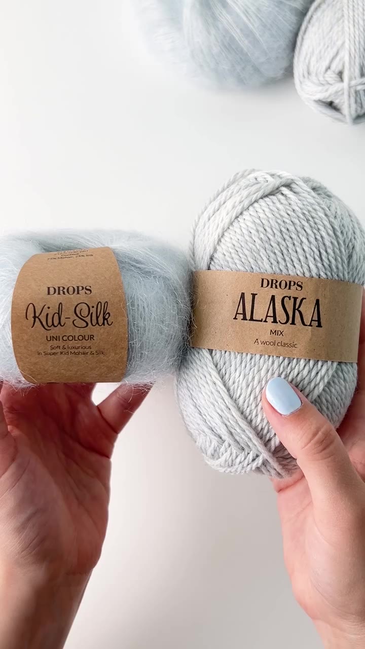 Get this dreamy, light blue combination in wool and silk by working together…