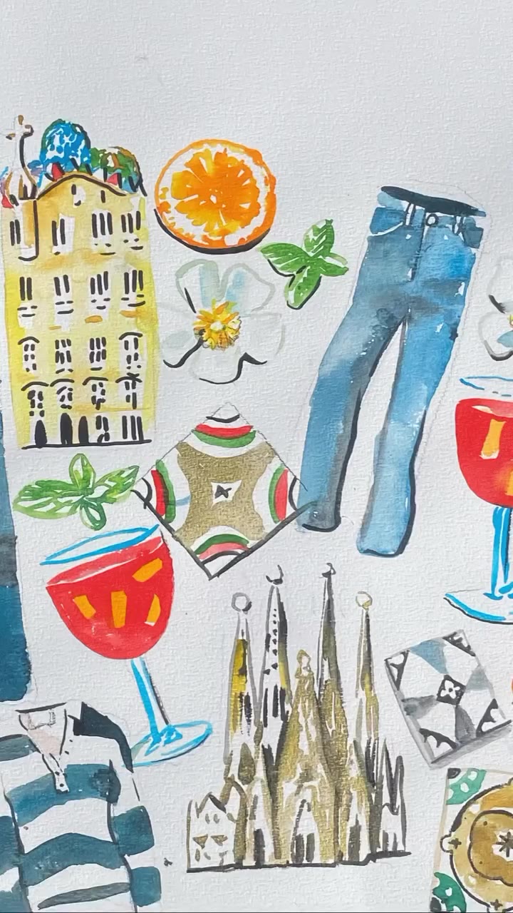 Denim shaped by our Mediterranean roots. In watercolor by @jessiekanelosweiner .