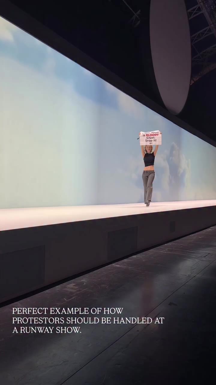More @peta protestors bombard the runway this time at @hm x @showstudio during…